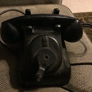 Antique Desk Top Crank Telephone - No Numbers - Hotel or Party Line Style - Neat